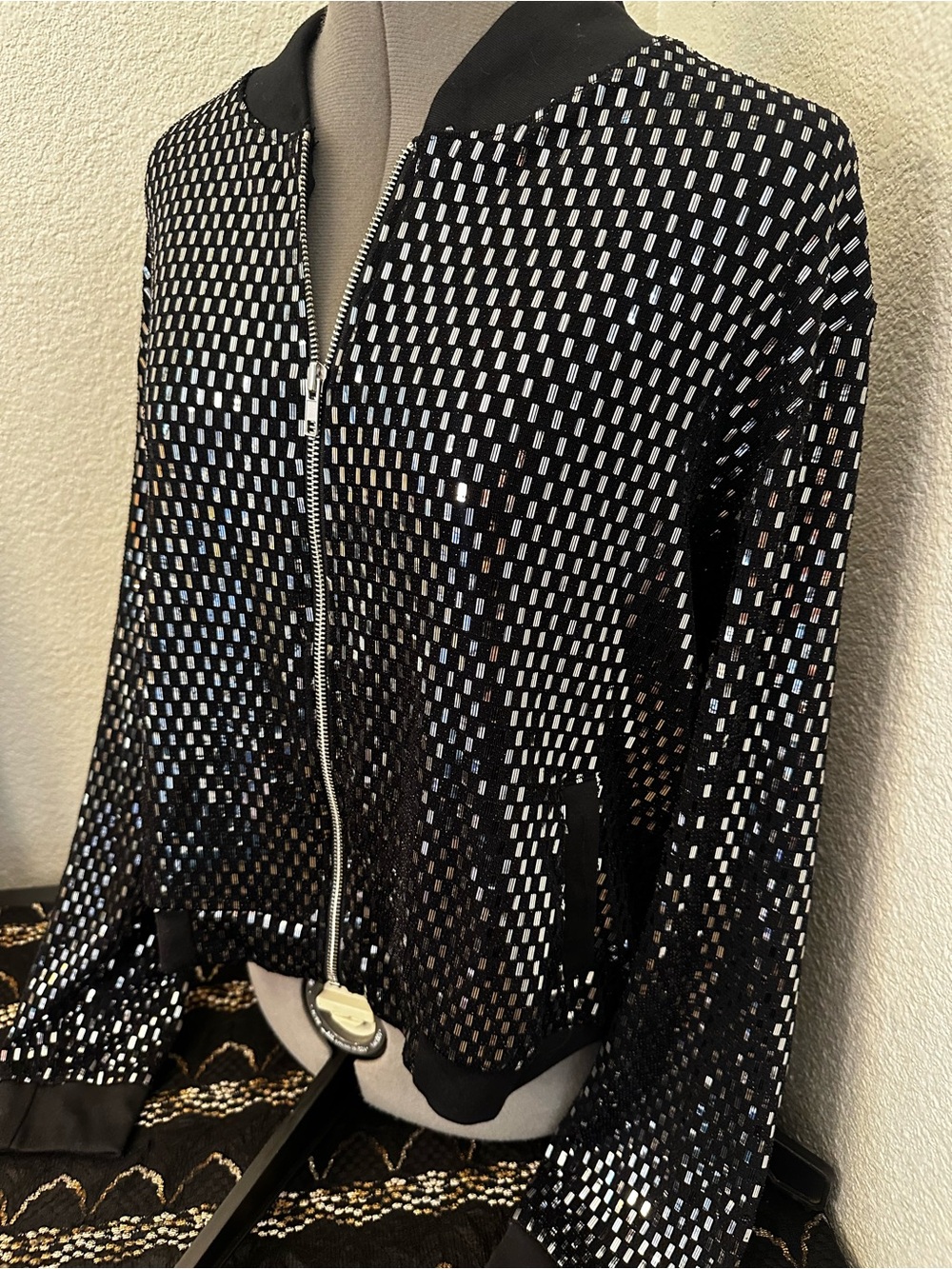 LuLaRoe Evening Stevie Black Sequin Sweater.